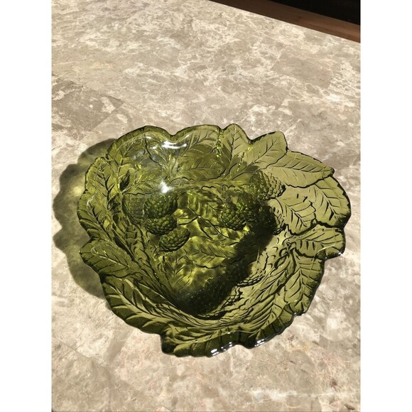 Vintage Dark Green Logenberry Indiana Glass Candy Dish - Picture 1 of 4
